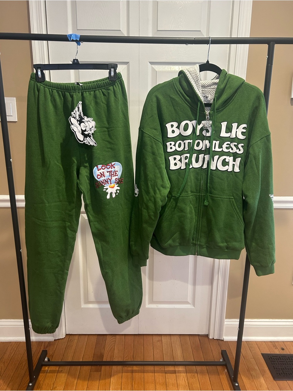 Boys Lie Green Graphic Hoodie & Sweatpants Set - Look on the Sunny Side - Picture 2 of 4